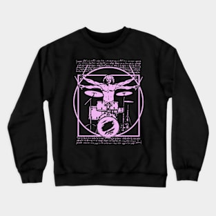 Da Vinci Vitruvian Man Drumming Drummer Crewneck Sweatshirt